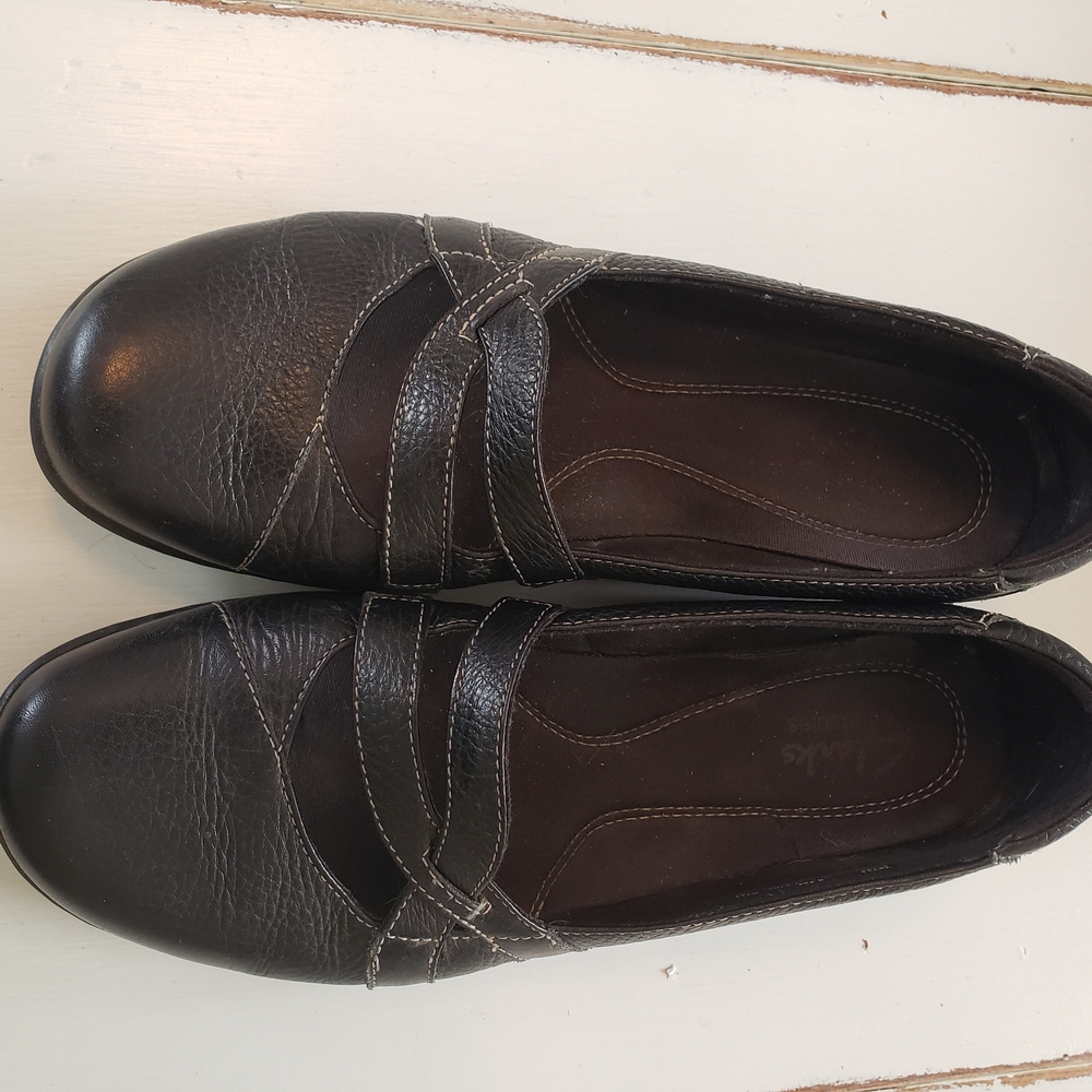Clarks Black Leather Flats